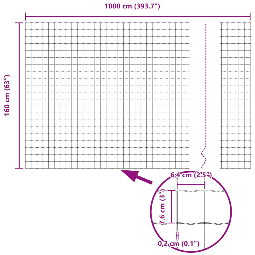 Produktbild för Eurogärdsel 1,6 x 10 m PVC-belagt järn