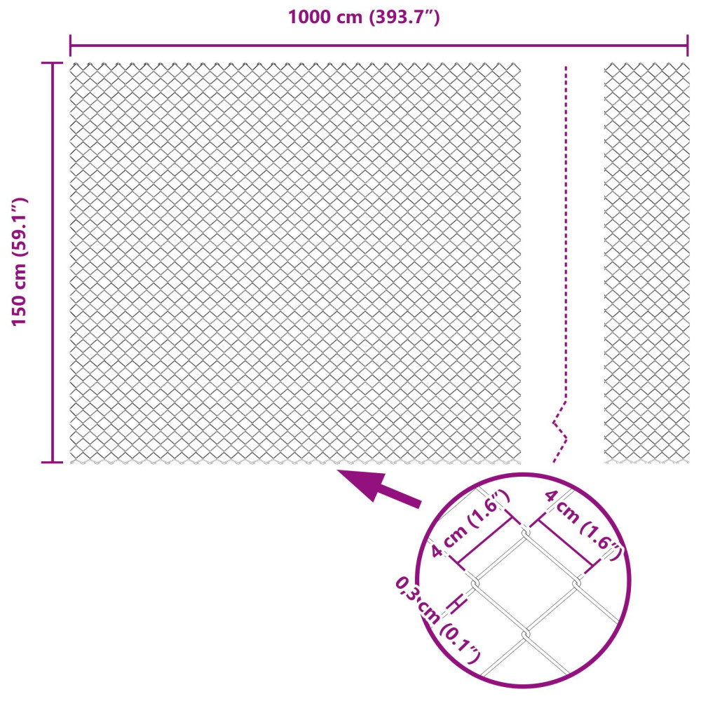 Produktbild för Kedjelänk Stängsel 10 x 1,5 m Stål Grön