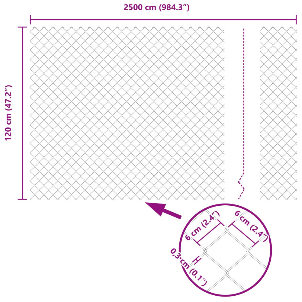 Produktbild för Kedjelänk Stängsel 25 x 1,2 m Stål Grön