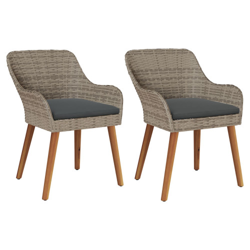 vidaXL Trädgård Stol 2 pcs Svart 62,5 x 55 x 82 cm konstrotting