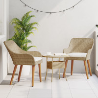 Produktbild för Trädgård Stol 2 pcs Beige 62,5 x 55 x 82 cm konstrotting