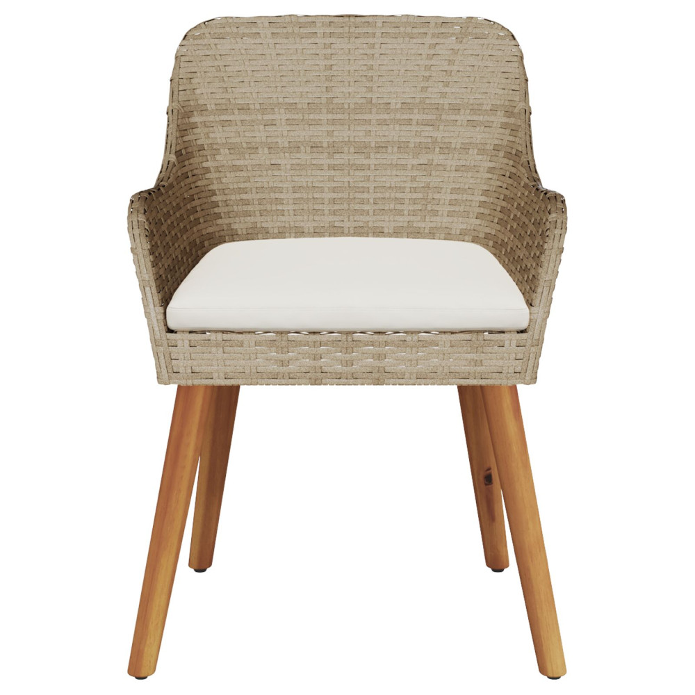 Produktbild för Trädgård Stol 2 pcs Beige 62,5 x 55 x 82 cm konstrotting