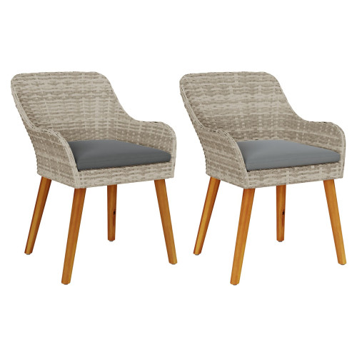 vidaXL Trädgård Stol 2 pcs Ljusgrå 62,5 x 55 x 82 cm konstrotting