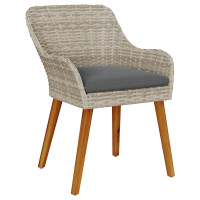 Produktbild för Trädgård Stol 2 pcs Ljusgrå 62,5 x 55 x 82 cm konstrotting