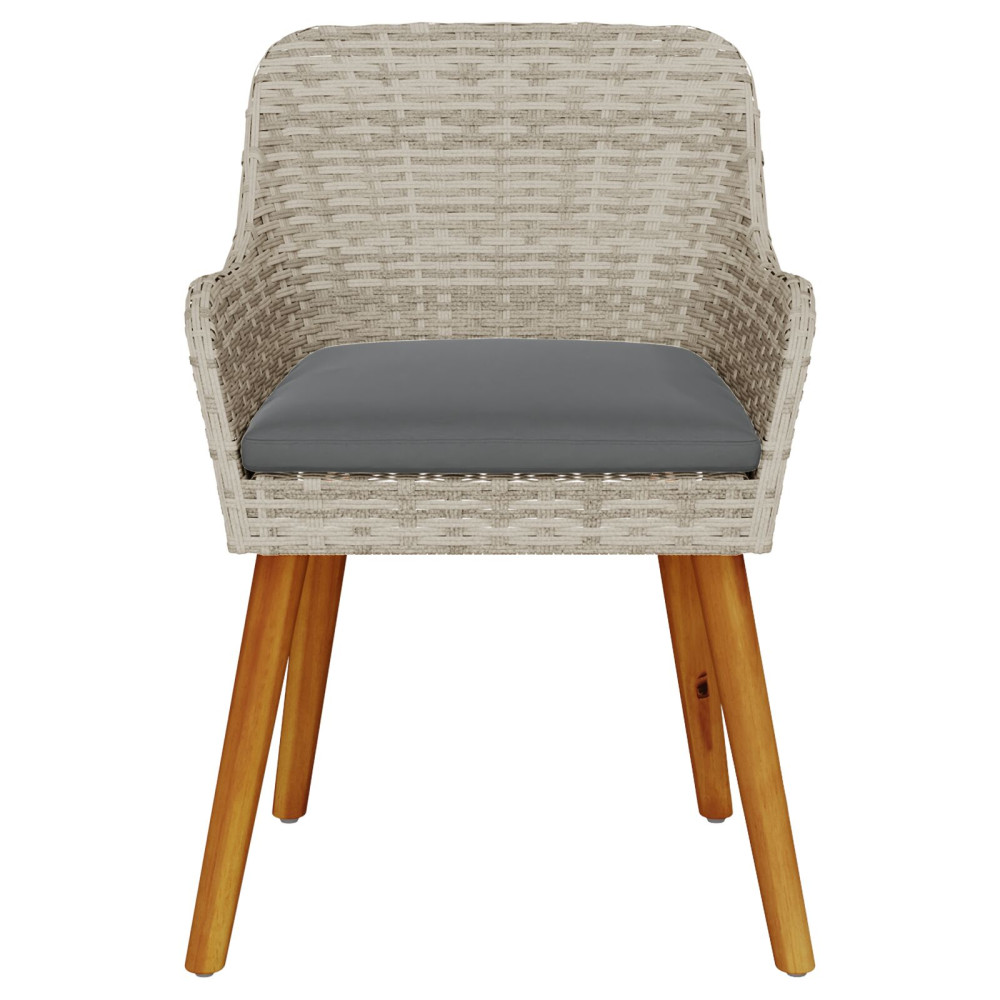 Produktbild för Trädgård Stol 2 pcs Ljusgrå 62,5 x 55 x 82 cm konstrotting