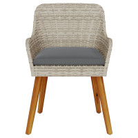 Produktbild för Trädgård Stol 2 pcs Ljusgrå 62,5 x 55 x 82 cm konstrotting