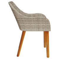 Produktbild för Trädgård Stol 2 pcs Ljusgrå 62,5 x 55 x 82 cm konstrotting