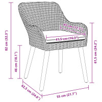 Produktbild för Trädgård Stol 2 pcs Ljusgrå 62,5 x 55 x 82 cm konstrotting