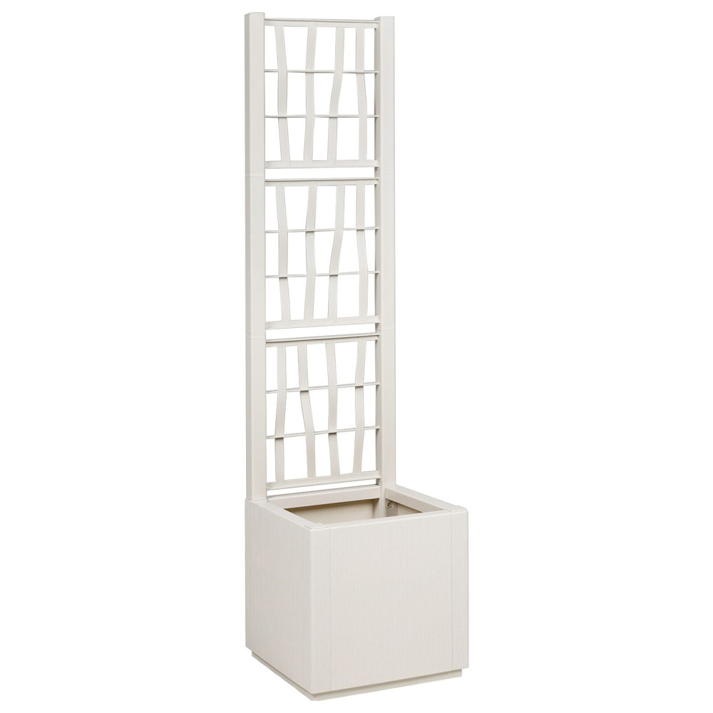 Produktbild för Trädgårdsplanterare med trellis Vit 36 x 36 x 140 cm PP