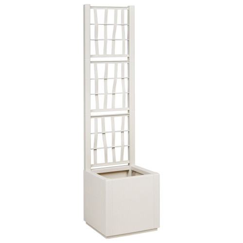 vidaXL Trädgårdsplanterare med trellis Vit 36 x 36 x 140 cm PP