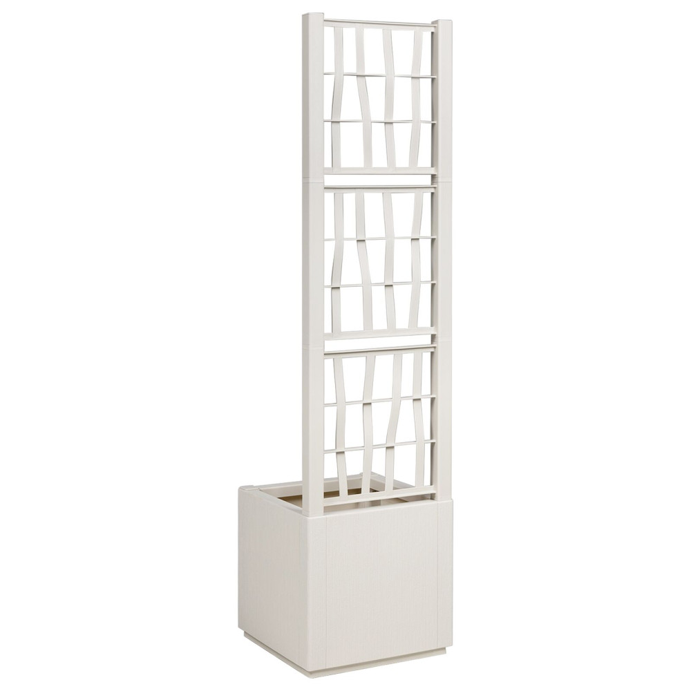 Produktbild för Trädgårdsplanterare med trellis Vit 36 x 36 x 140 cm PP