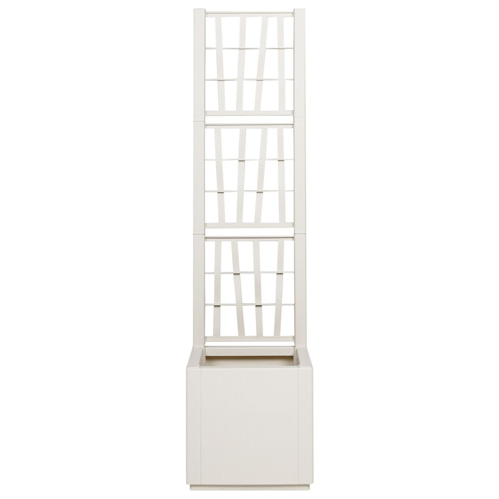 Produktbild för Trädgårdsplanterare med trellis Vit 36 x 36 x 140 cm PP