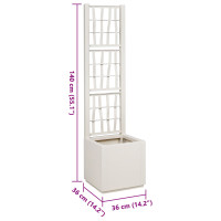 Produktbild för Trädgårdsplanterare med trellis Vit 36 x 36 x 140 cm PP