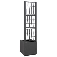 Produktbild för Trädgårdsplanterare med trellis Mörkgrå 36 x 36 x 140 cm PP
