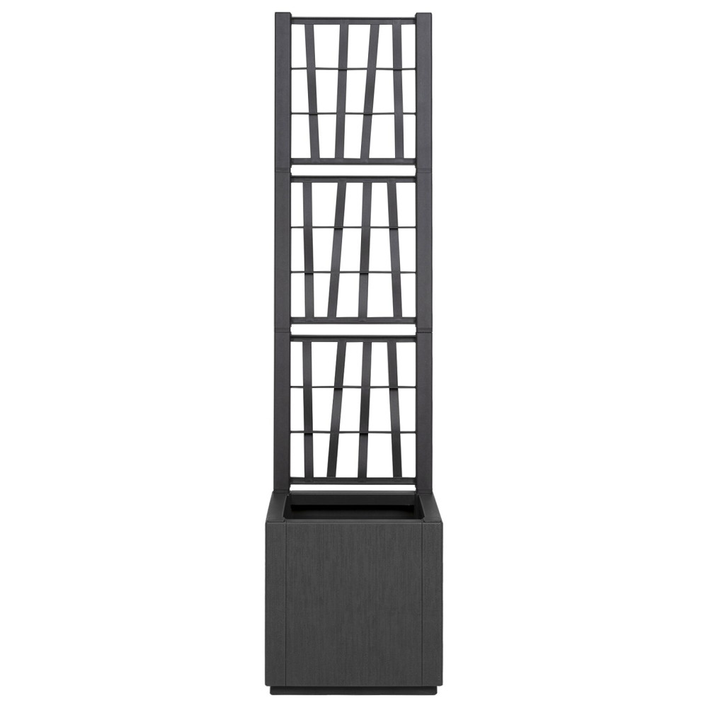 Produktbild för Trädgårdsplanterare med trellis Mörkgrå 36 x 36 x 140 cm PP