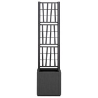 Produktbild för Trädgårdsplanterare med trellis Mörkgrå 36 x 36 x 140 cm PP