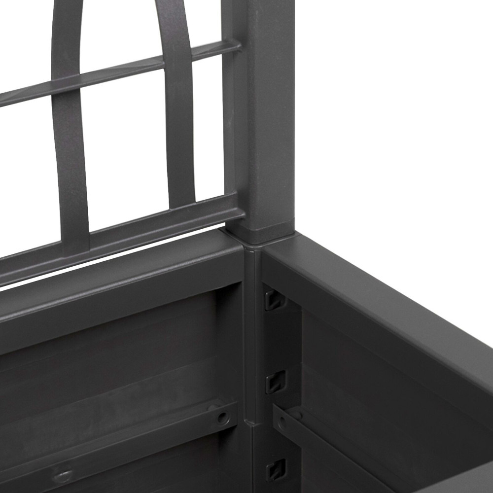 Produktbild för Trädgårdsplanterare med trellis Mörkgrå 36 x 36 x 140 cm PP