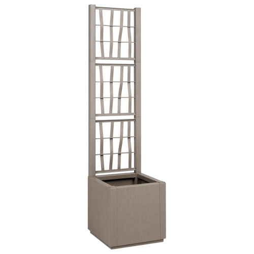 vidaXL Trädgårdsplanterare med trellis Ljusbrun 36 x 36 x 140 cm PP
