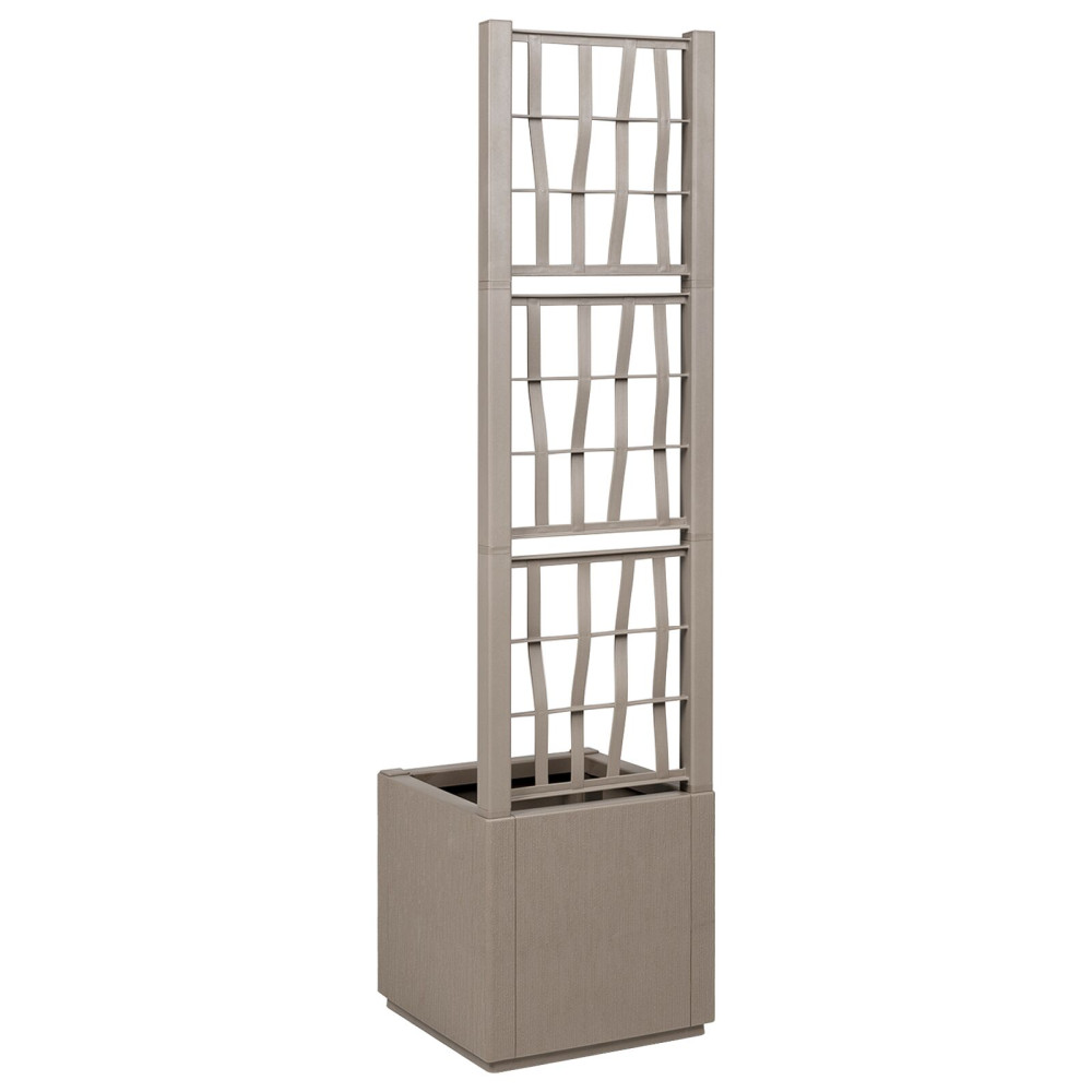 Produktbild för Trädgårdsplanterare med trellis Ljusbrun 36 x 36 x 140 cm PP