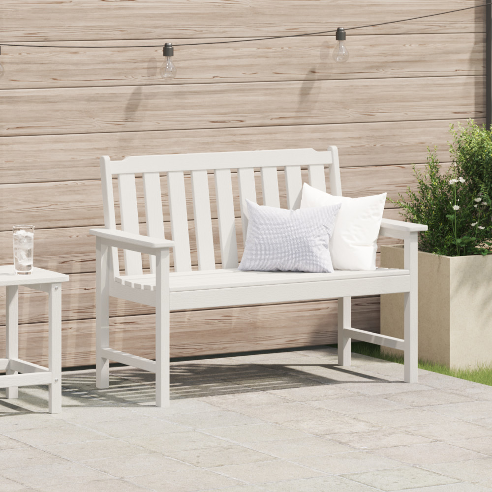 Produktbild för Trädgårdsbänk Vit 120 x 59 x 88 cm HDPE