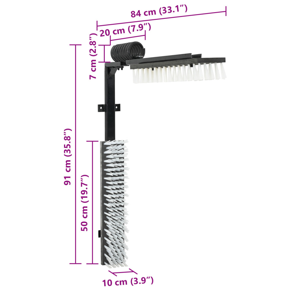 Produktbild för Kossborstar Justerbar Svart och Vitt 84 x 10 x 91 cm PVC