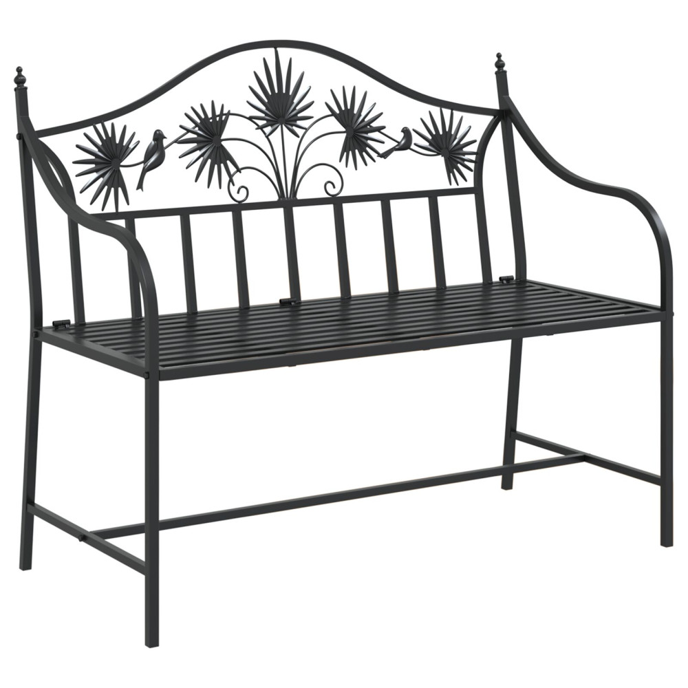 Produktbild för Trädgårdsbänk Svart 104 x 52,5 x 89 cm Stål