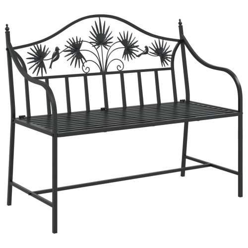 vidaXL Trädgårdsbänk Svart 104 x 52,5 x 89 cm Stål