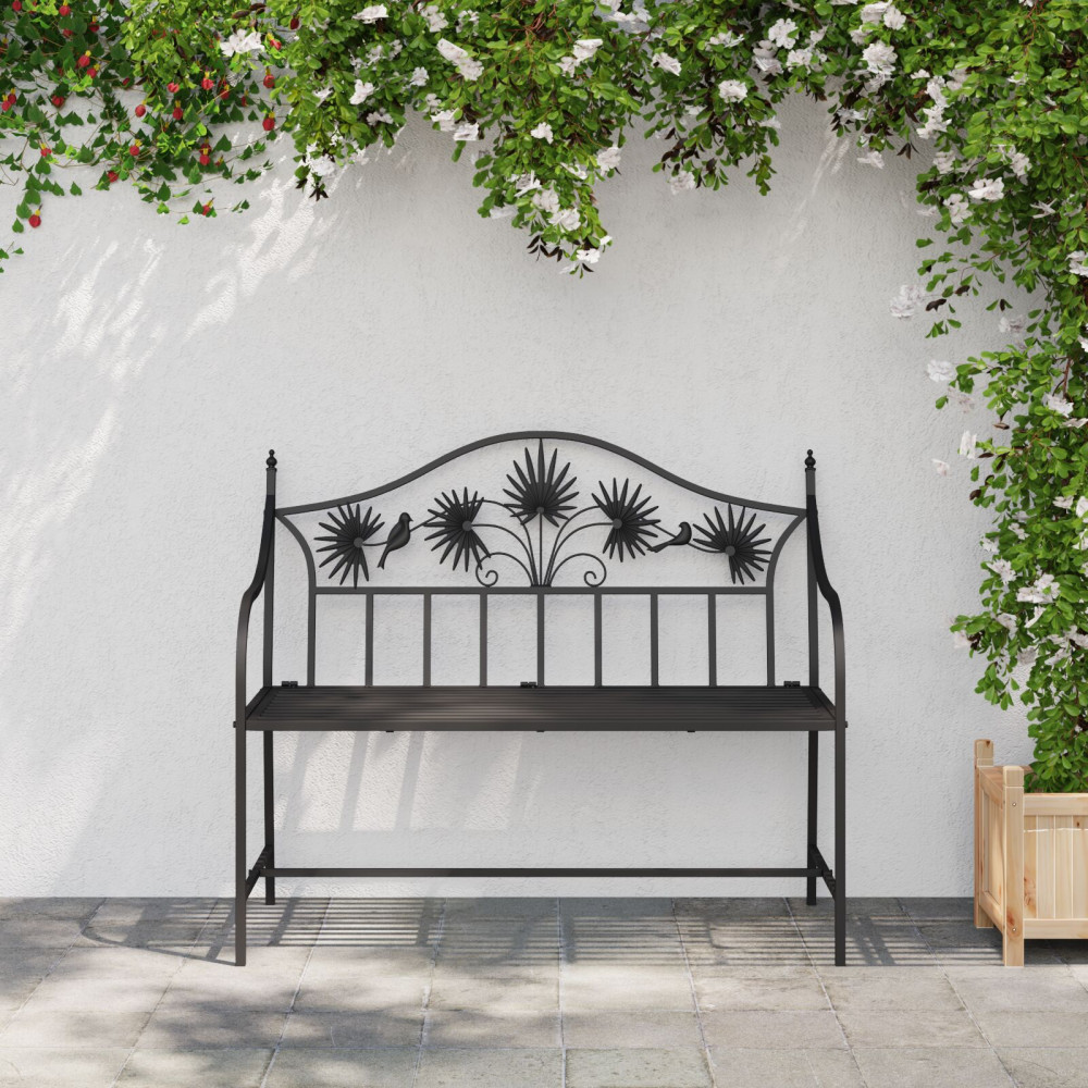 Produktbild för Trädgårdsbänk Svart 104 x 52,5 x 89 cm Stål