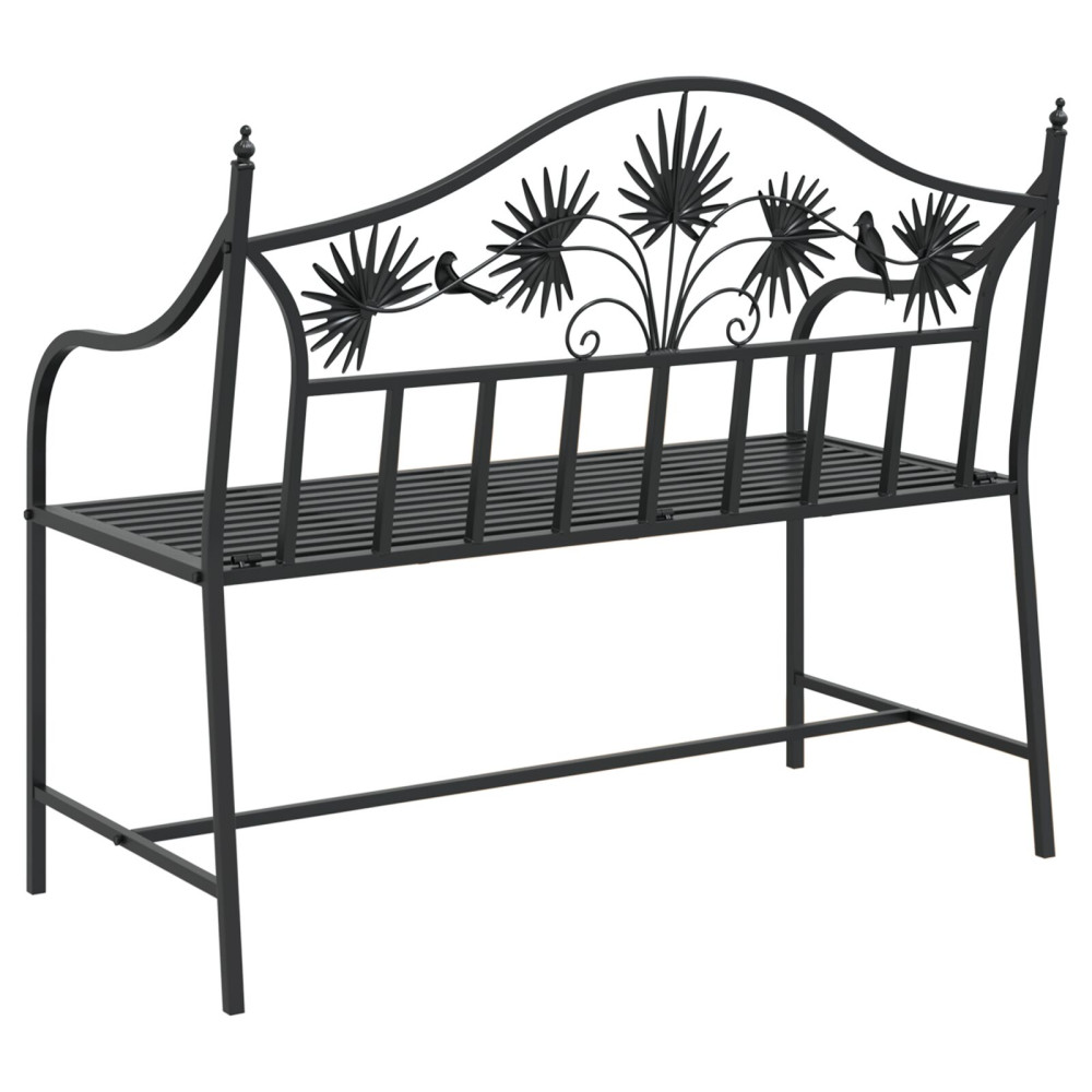 Produktbild för Trädgårdsbänk Svart 104 x 52,5 x 89 cm Stål