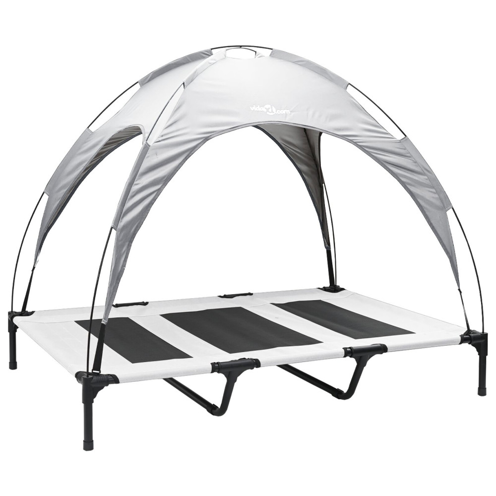 Produktbild för Hundsäng Silvergrå 122 x 93 x 106,5 cm Stål