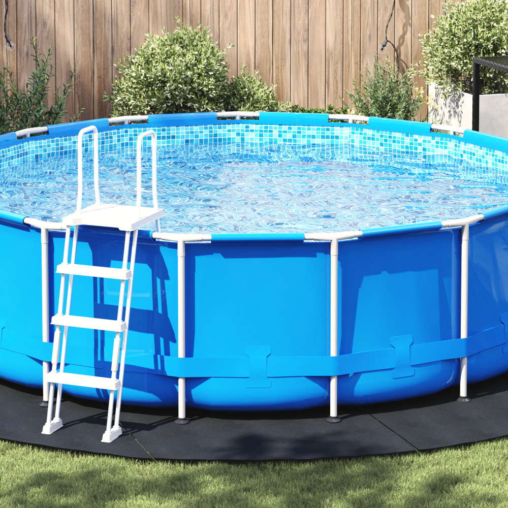 Produktbild för Bottenmatta för pool Svart Ø 458 cm Syntetiskt tyg