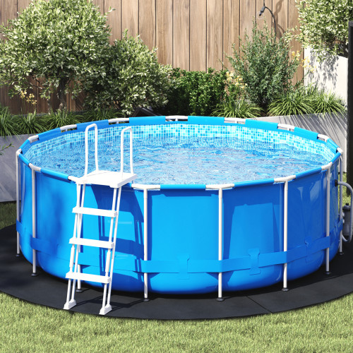 vidaXL Bottenmatta för pool Svart Ø 244 cm Syntetiskt tyg