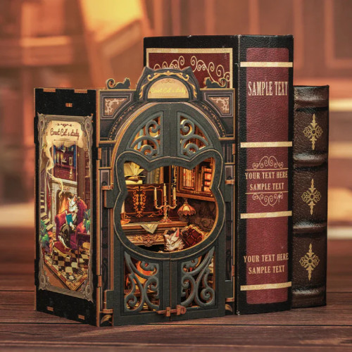Cutebee Miniature Book Nook: Count Cat's Study