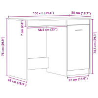 Produktbild för Skrivbord med lagring Svart Ek 100 x 50 x 76 cm Konstruerat trä