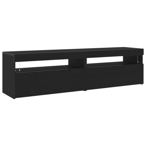 vidaXL TV-skåp med LED 2 pcs Svart Ek 75 x 35 x 40 cm Konstruerat trä