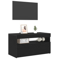 Produktbild för TV-skåp med LED 2 pcs Svart Ek 75 x 35 x 40 cm Konstruerat trä