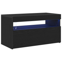Produktbild för TV-skåp med LED 2 pcs Svart Ek 75 x 35 x 40 cm Konstruerat trä