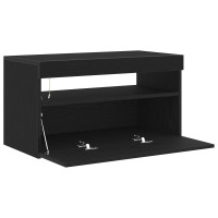 Produktbild för TV-skåp med LED 2 pcs Svart Ek 75 x 35 x 40 cm Konstruerat trä