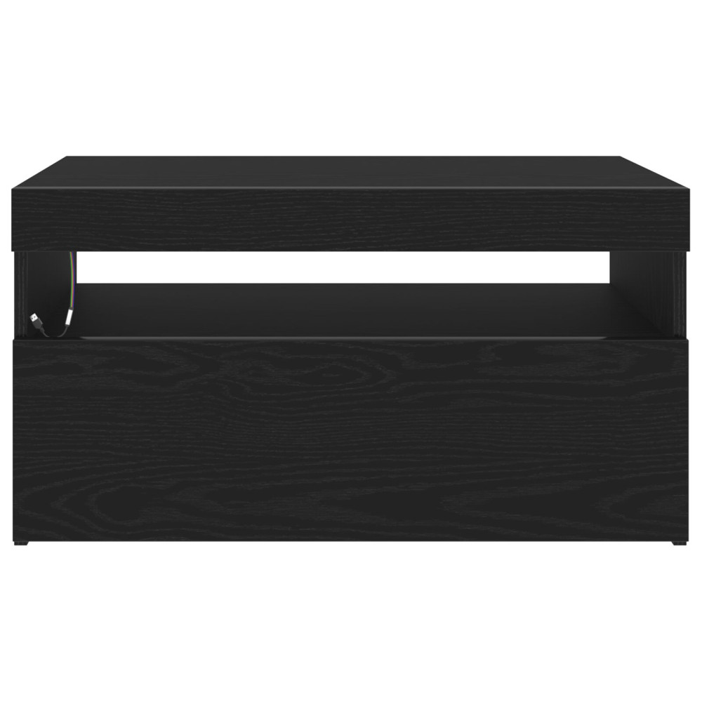 Produktbild för TV-skåp med LED 2 pcs Svart Ek 75 x 35 x 40 cm Konstruerat trä