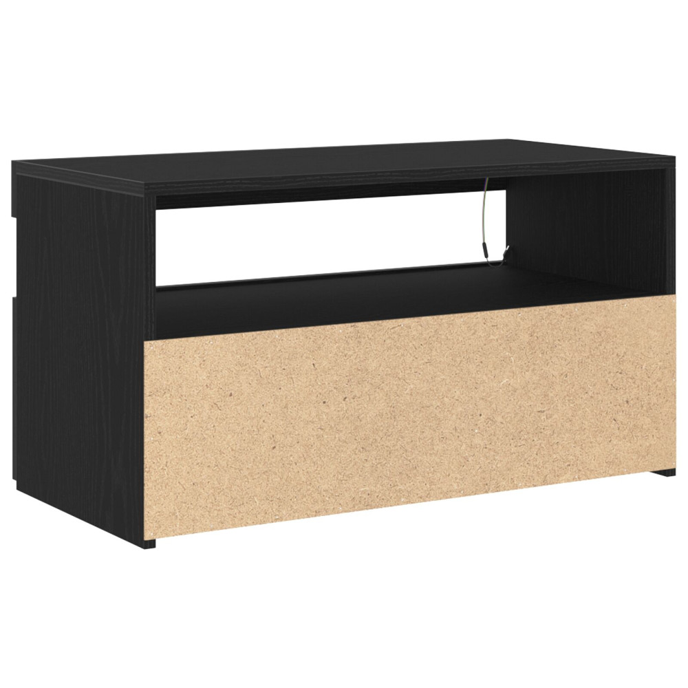 Produktbild för TV-skåp med LED 2 pcs Svart Ek 75 x 35 x 40 cm Konstruerat trä
