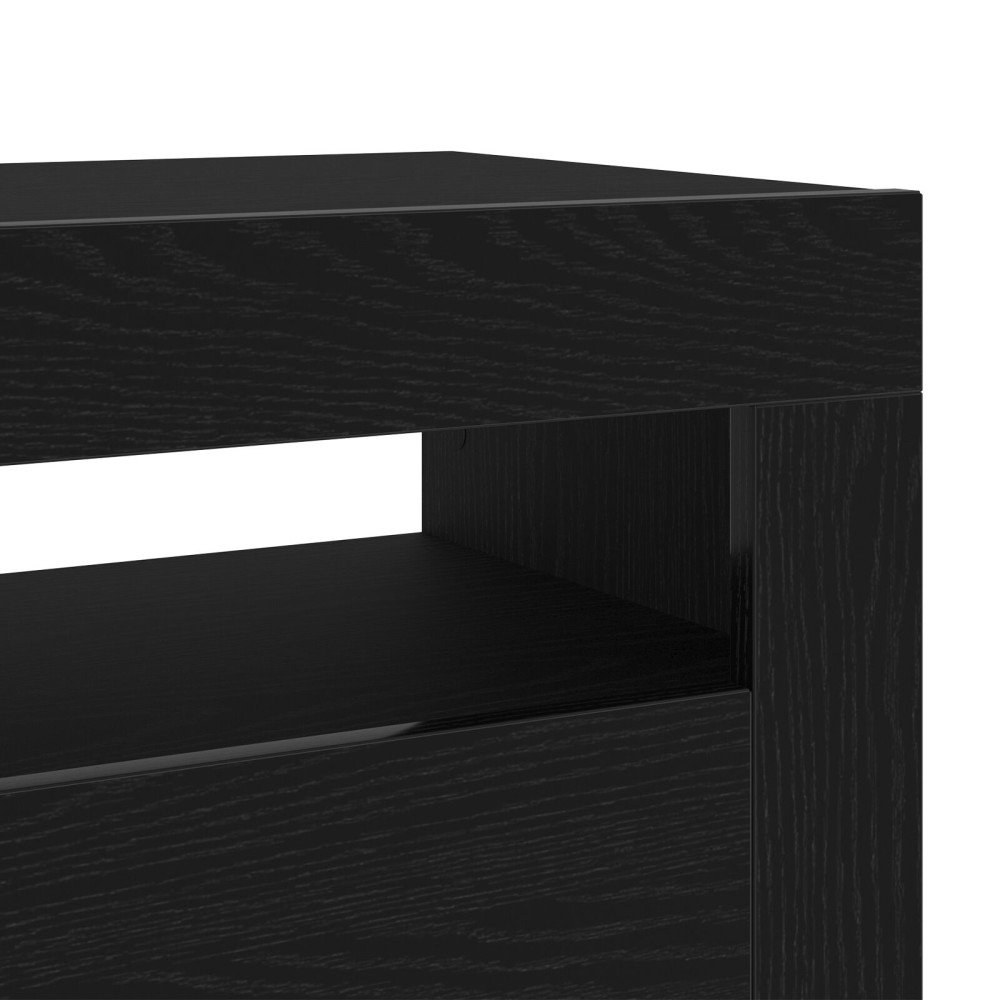 Produktbild för TV-skåp med LED 2 pcs Svart Ek 75 x 35 x 40 cm Konstruerat trä
