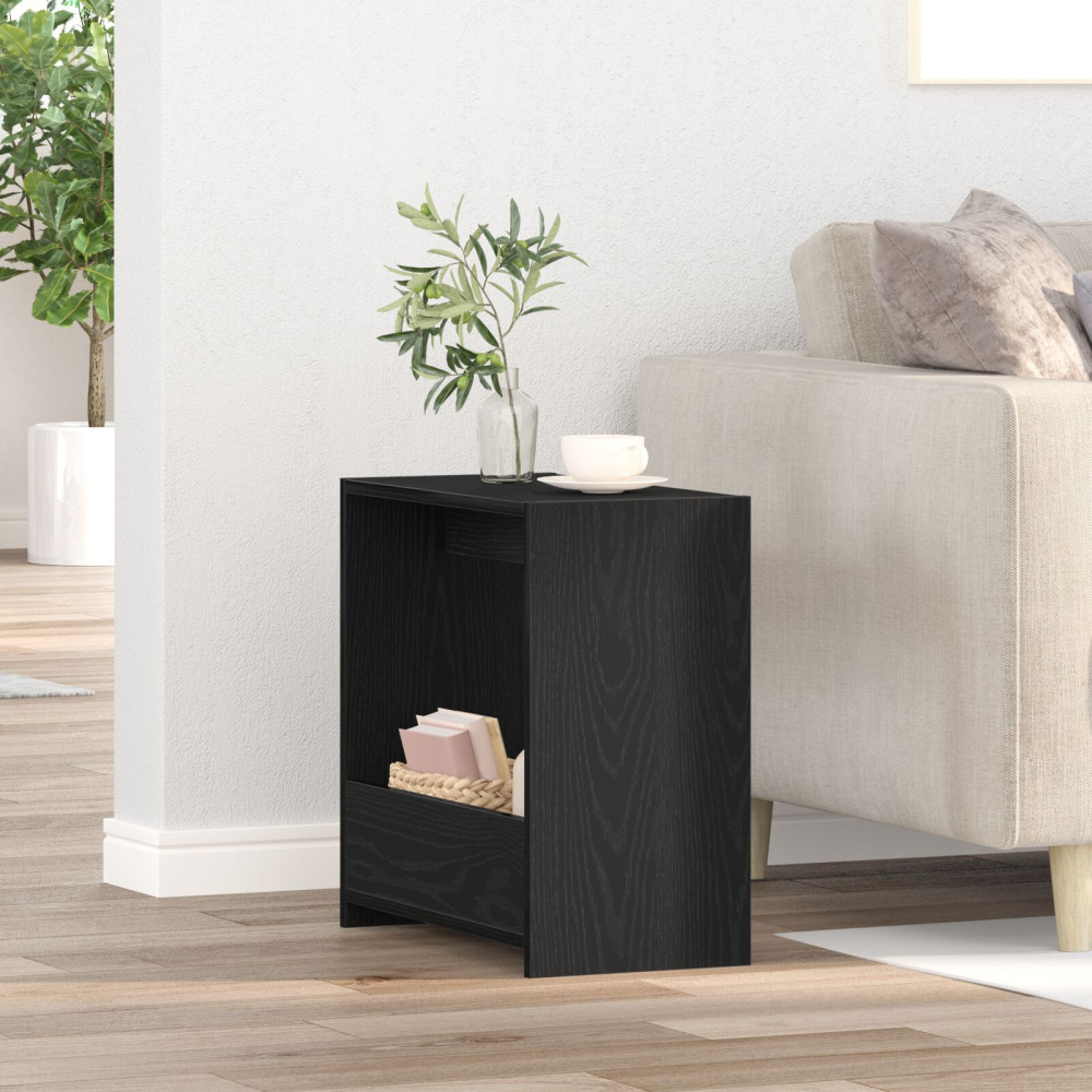 Produktbild för Sidobord Svart Ek 50 x 26 x 50 cm Konstruerat trä