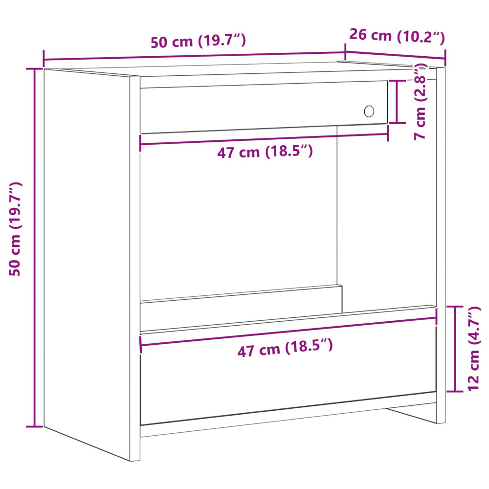 Produktbild för Sidobord Svart Ek 50 x 26 x 50 cm Konstruerat trä