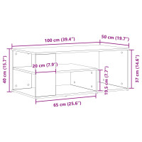 Produktbild för Kaffeebord Svart Ek 100 x 50 x 40 cm Konstruerat trä