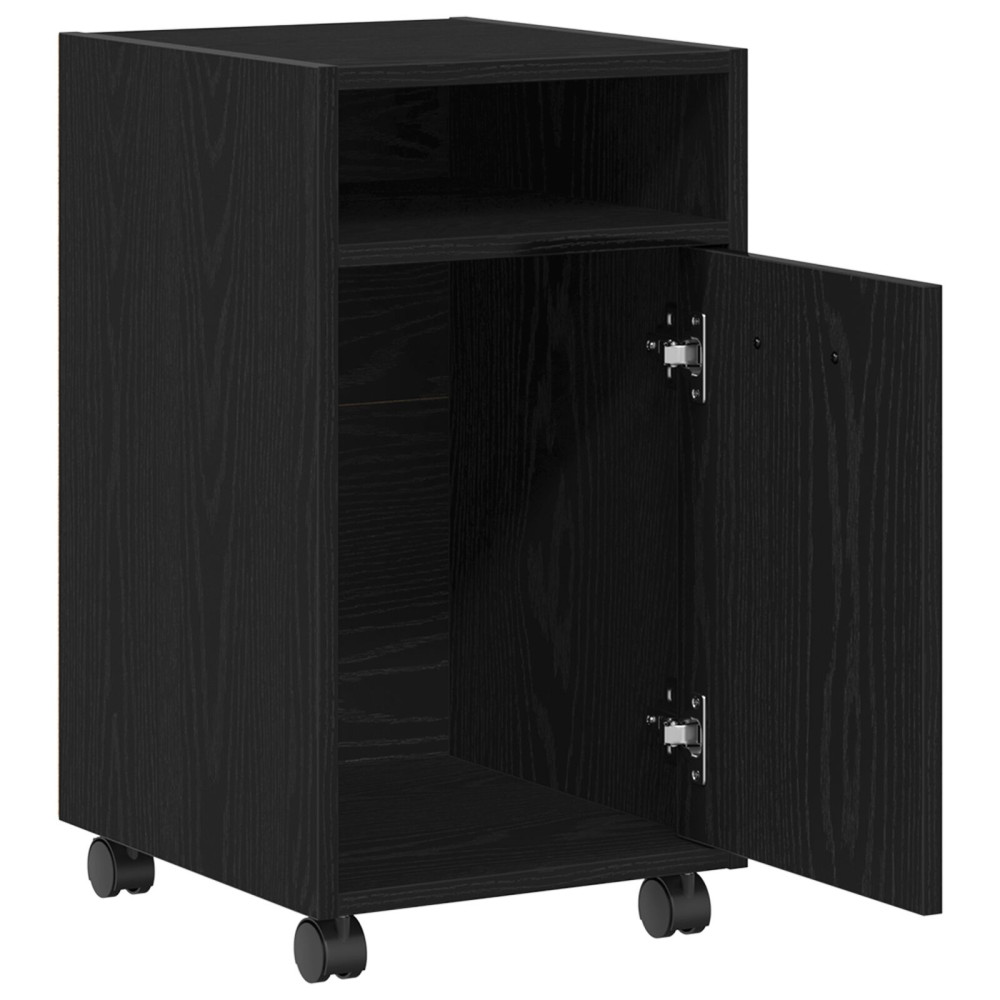 Produktbild för Hjulad Sidogarderob Svart Ek 33 x 38 x 60 cm Konstruerat trä