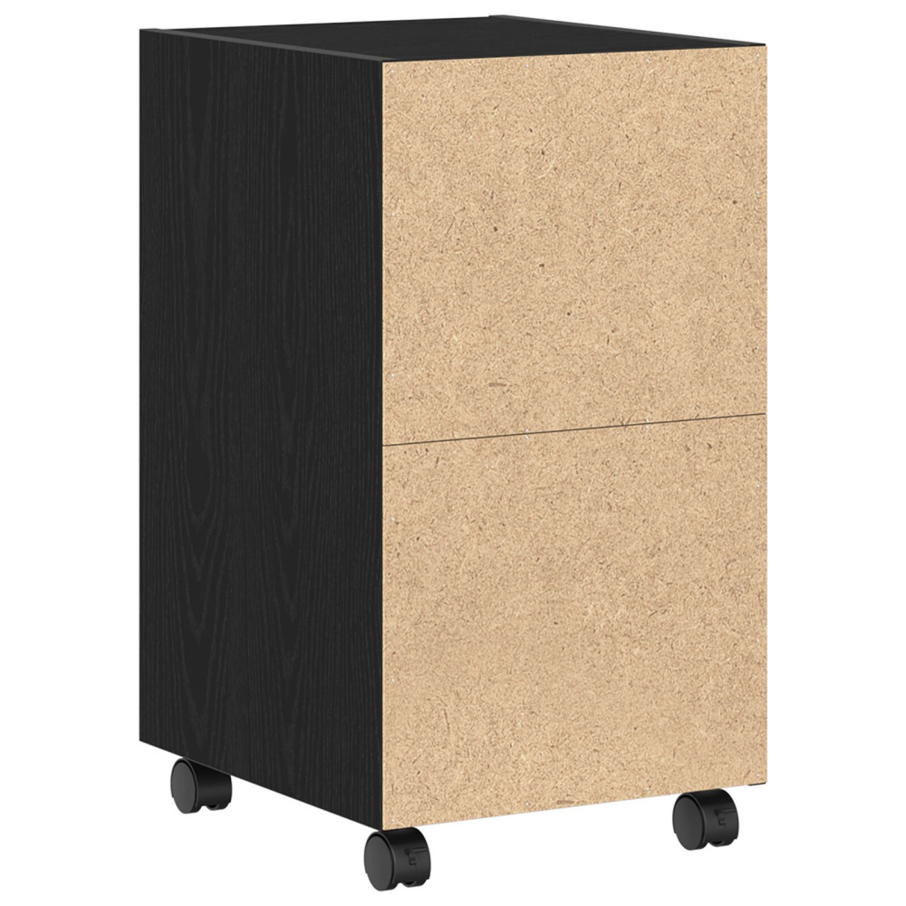 Produktbild för Hjulad Sidogarderob Svart Ek 33 x 38 x 60 cm Konstruerat trä