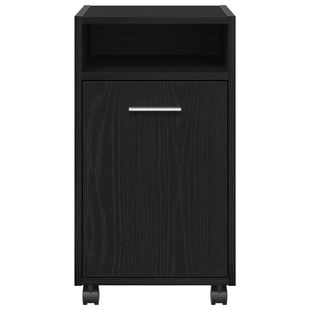 Produktbild för Hjulad Sidogarderob Svart Ek 33 x 38 x 60 cm Konstruerat trä