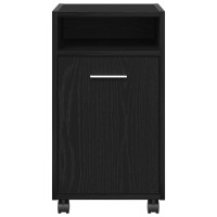 Produktbild för Hjulad Sidogarderob Svart Ek 33 x 38 x 60 cm Konstruerat trä