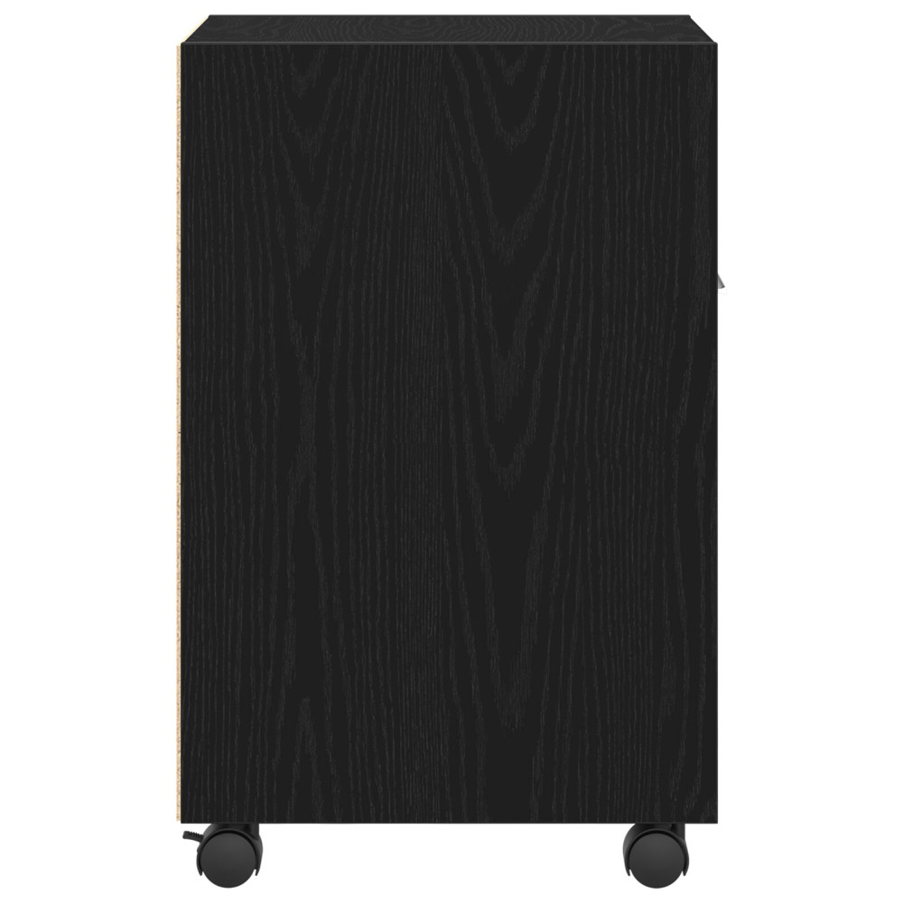 Produktbild för Hjulad Sidogarderob Svart Ek 33 x 38 x 60 cm Konstruerat trä