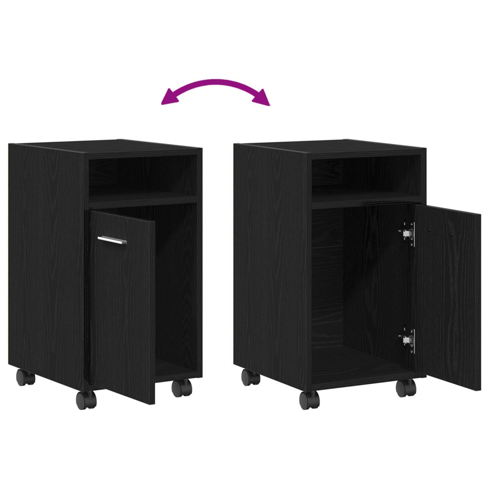 Produktbild för Hjulad Sidogarderob Svart Ek 33 x 38 x 60 cm Konstruerat trä